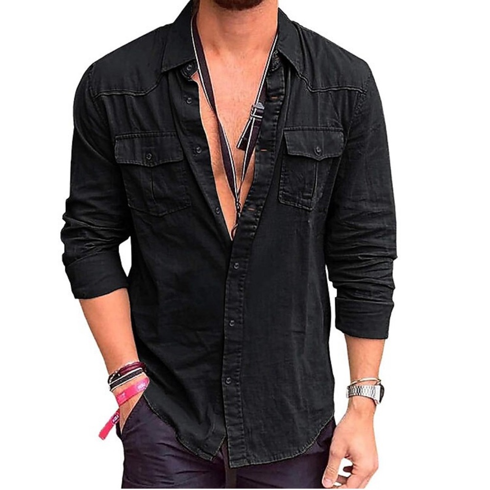 Mens Corduroy Shirt Jacket Long Sleeve Button Up